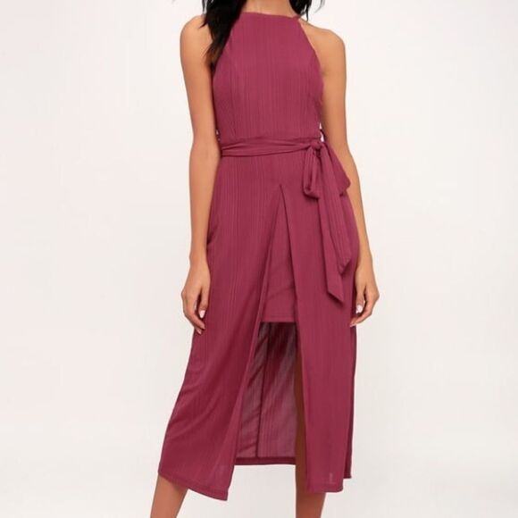 Caroline Washed Magenta Midi Dress S - Picture 3 of 6